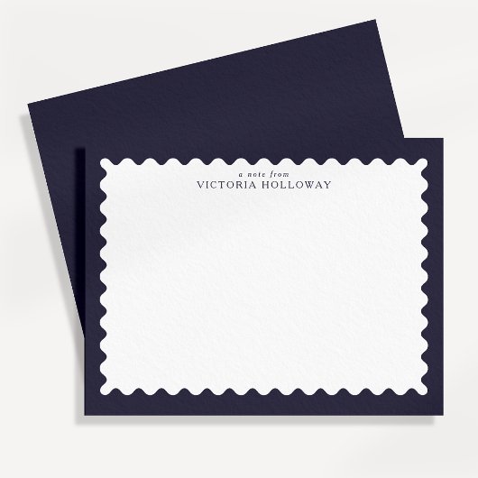 Carte de note à bordure inspirée du timbre Navy fo