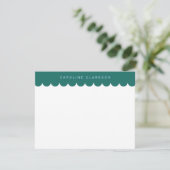 Carte de note à bordure ondulée vert émeraude (Debout devant)