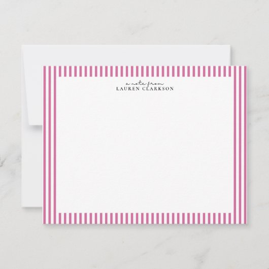 Carte de note à bordure rayée rose (Devant)