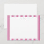 Carte de note à bordure rayée rose (Devant / Derrière)