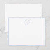 Carte de note à cadre bleu poudré (Devant / Derrière)