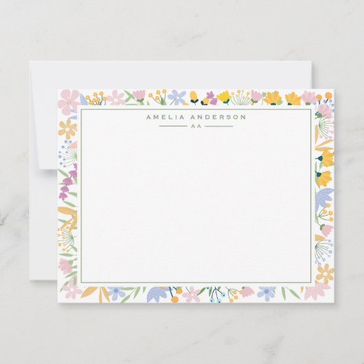 Carte de note à cadre de jardin floral (Devant)