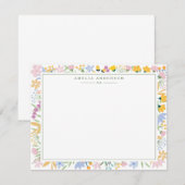 Carte de note à cadre de jardin floral (Devant / Derrière)