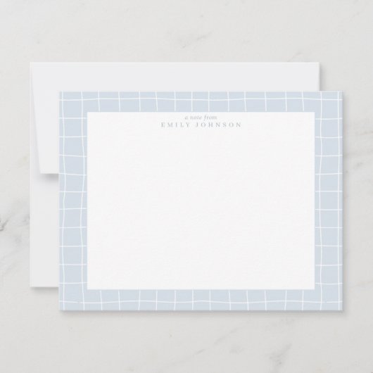 Carte de note à cadre en grille bleu clair (Devant)