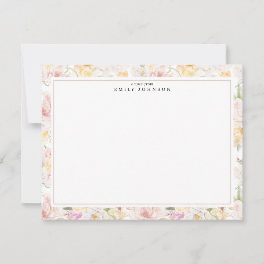 Carte de note à cadre floral (Devant)