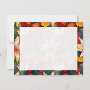 Carte de note à cadre floral