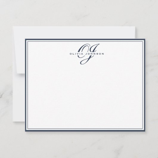 Carte de note à cadre marine (Devant)