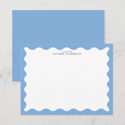 Carte de note à cadre ondulé bleu ciel (Devant / Derrière)