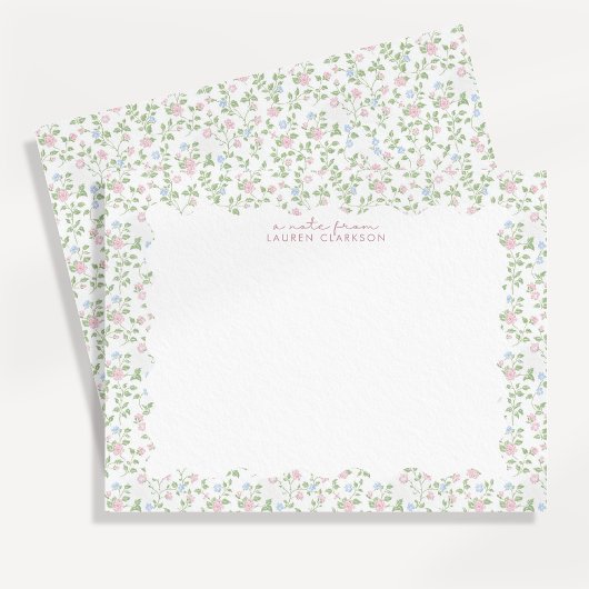 Carte de note à cadre ondulé et fleurs pastel Cott