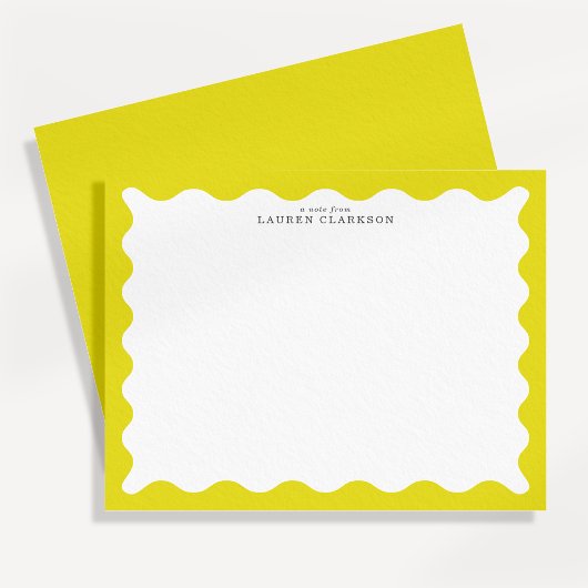 Carte de note à cadre ondulé jaune soleil