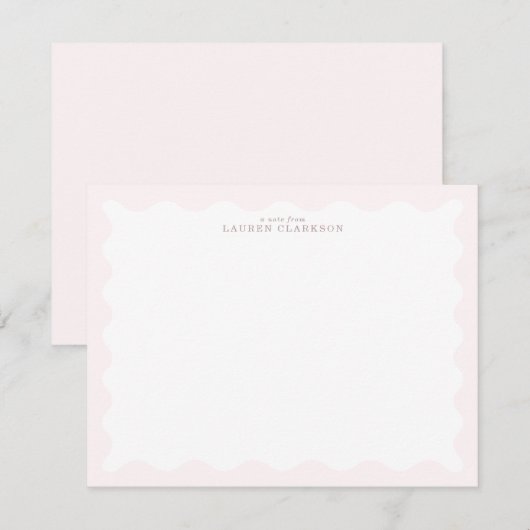Carte de note à cadre ondulé rose bébé (Devant / Derrière)