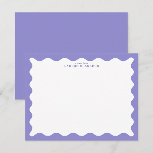 Carte de note à cadre ondulé violet lavande (Devant / Derrière)