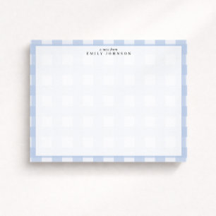 Carte de note à carreaux bleus