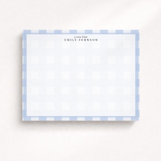 Carte de note à carreaux bleus