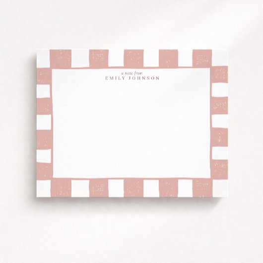 Carte de note à carreaux rose