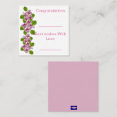 Carte de note à fleurs rose et blanc (Devant / Derrière)