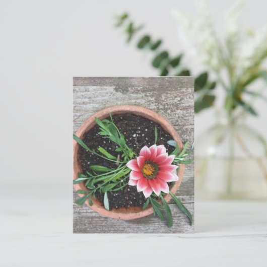 Carte de note à fleurs roses (Debout devant)