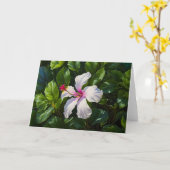 Carte de note à fleurs tropicales Hibiscus blanc e (Fleur jaune)