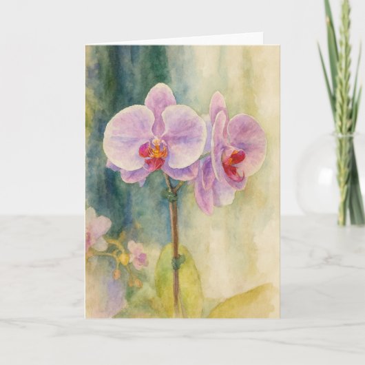 Carte de note à l'aquarelle Sérénité à l'orchidée (Devant)
