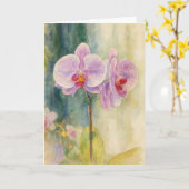 Carte de note à l'aquarelle Sérénité à l'orchidée (Fleur jaune)