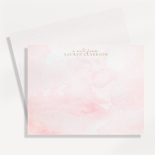 Carte de note à lavis d'aquarelle rose tendre
