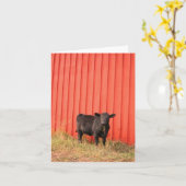 Carte de note à l'étable rouge de vache noire (Fleur jaune)