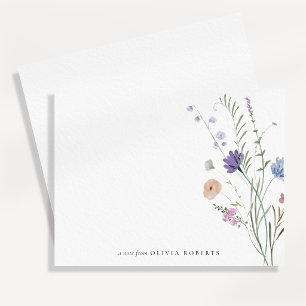 Carte de note à motif de fleurs sauvages aquarelle