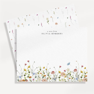 Carte de note à motif de prairie de fleurs sauvage