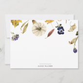 Carte de note à papier citrouille à fleurs d'autom (Devant)