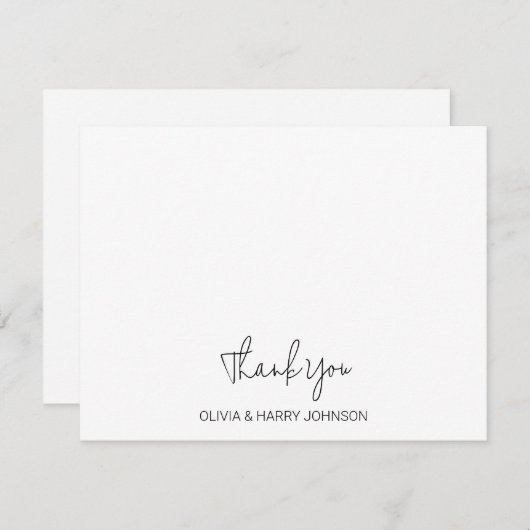 Carte de note à plat blanc mariage (Devant / Derrière)