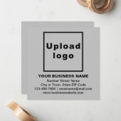 Carte de note à plat Carré gris de marque d'entrep (Devant/Arrière en situation)