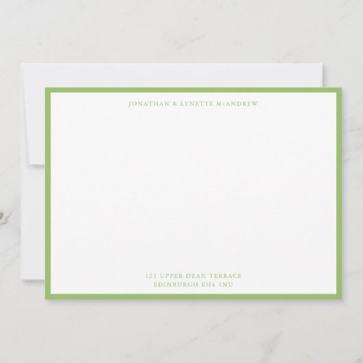 Carte de note à plat de bordure classique en vert  (Devant)
