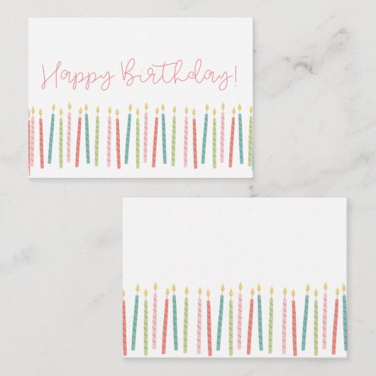 Carte de note à plat pour les bougies d'anniversai (Devant / Derrière)