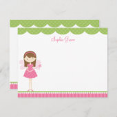 Carte de note à plat rose Fairy (Devant / Derrière)