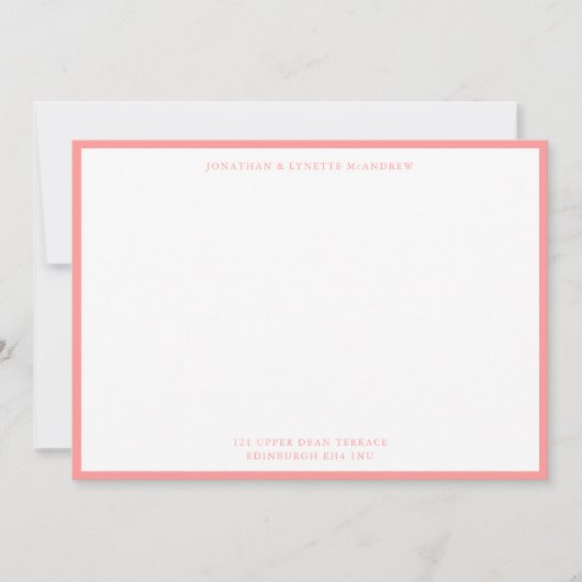 Carte de note à plat saumon rose classique (Devant)