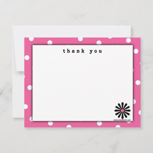 Carte de note à pois rose et blanc (Dos)