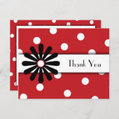 Carte de note à pois rouges et blancs (Devant / Derrière)