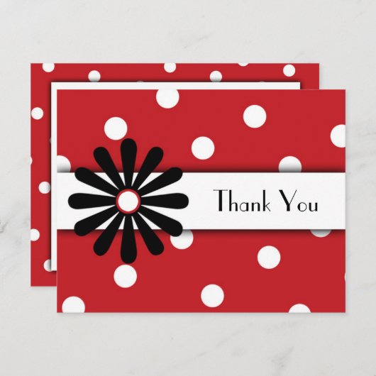 Carte de note à pois rouges et blancs (Devant / Derrière)