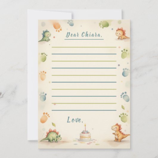 Carte de note à un seul saurus Dinosaure temps Cap (Devant)