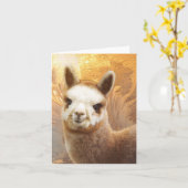 Carte de note Alpaca souriante (Fleur jaune)