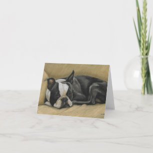 Carte de note artistique Sleepy Boston Terrier Dog