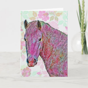 Carte de note artistique vintage Artsy Pink Horse