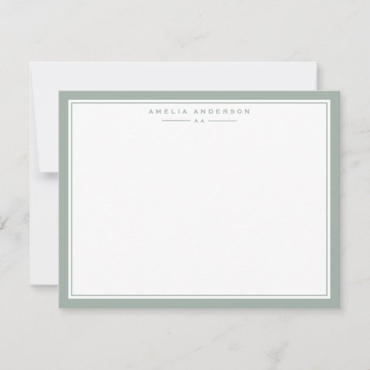 Carte de note avec cadre vert sauge (Devant)