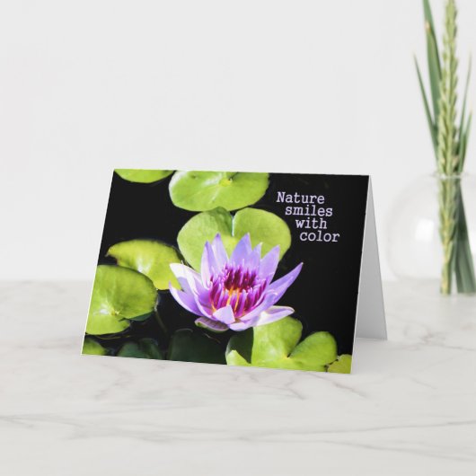 Carte de note avec Lily d'eau violette (Devant)