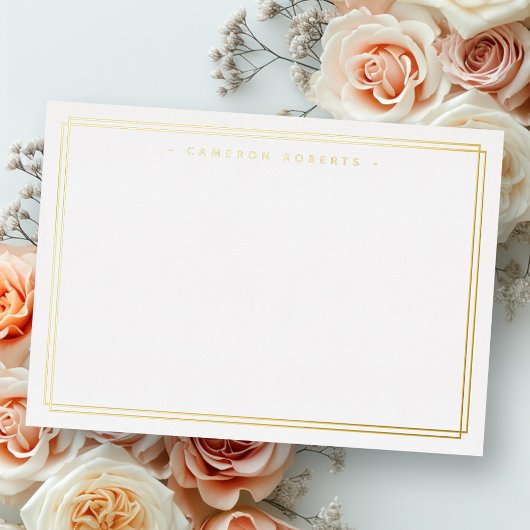 Carte de note avec nom argent or véritable feuille