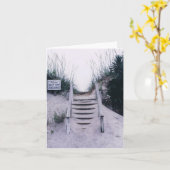 Carte de note avec scène de plage (Fleur jaune)