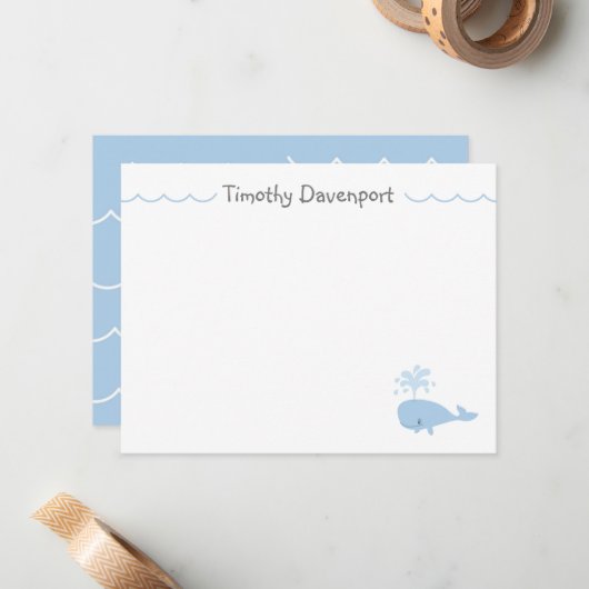 Carte de note Baleine Mignonne (Devant/Arrière en situation)