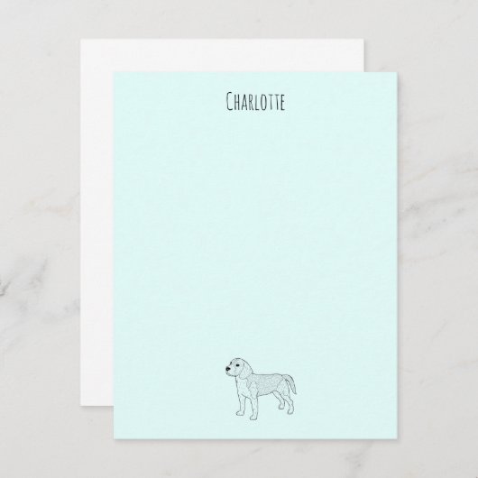 Carte de note beagle (Devant / Derrière)