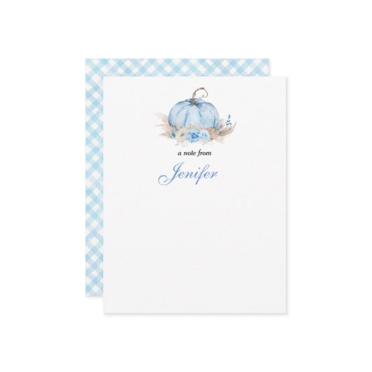 Carte de note bébé petite citrouille (Devant/Arrière en situation)