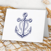 Carte de note blanche Ancre bleue marine marine